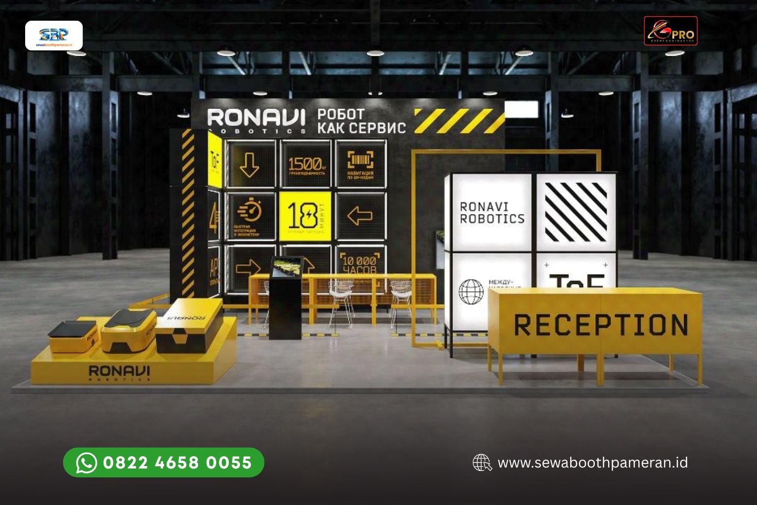 Ide Booth Pameran gaya Industrial Ronavi Robotics