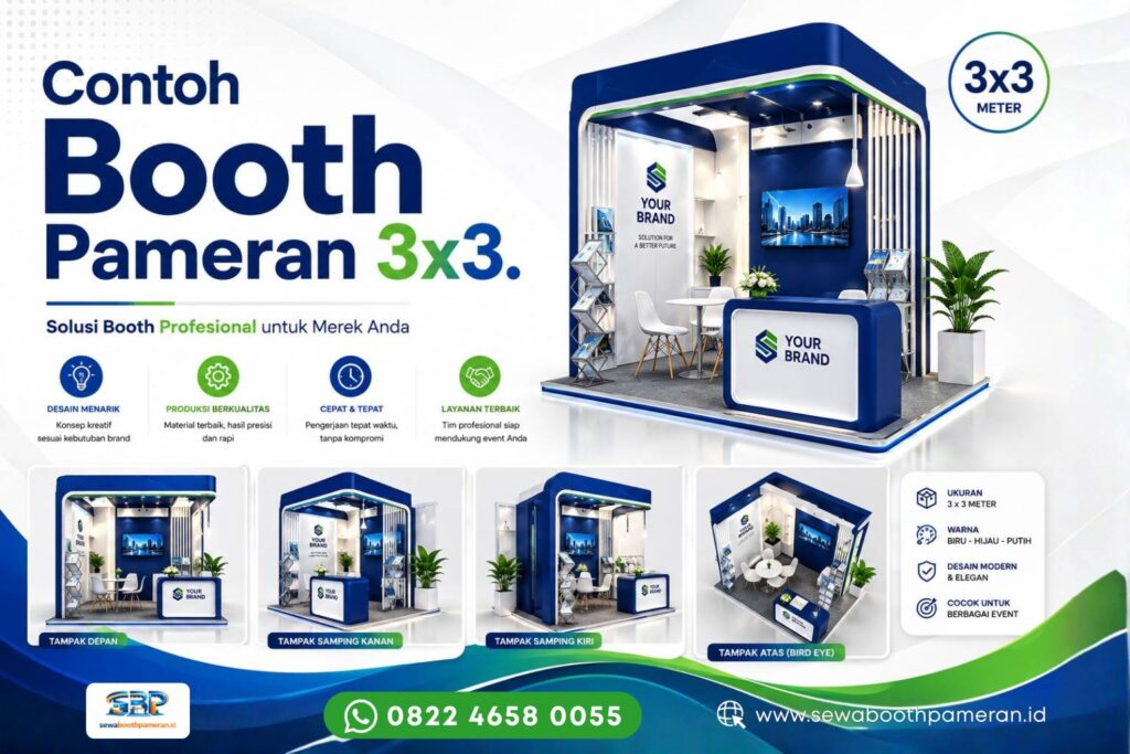 contoh booth pameran 3x3 custom