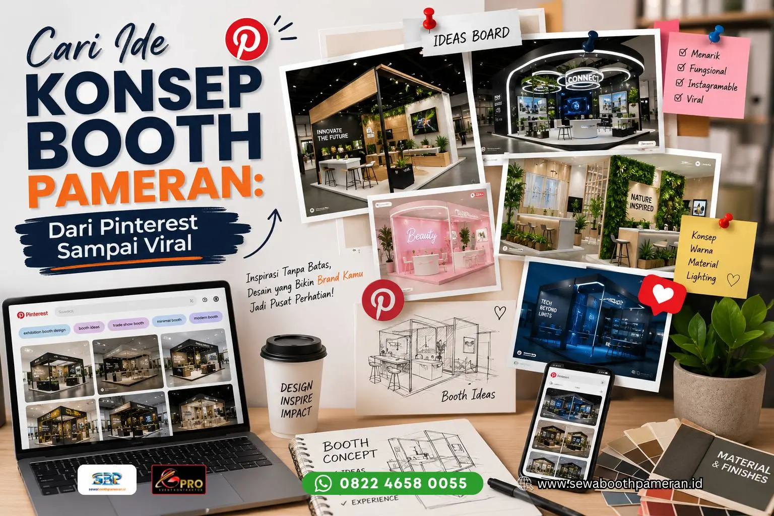 cari ide konsep booth pameran di pinterest